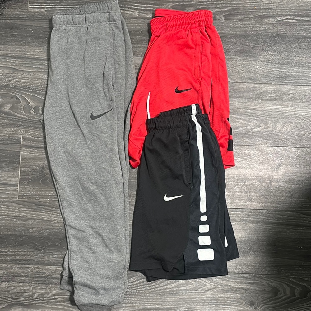 Nike Gray and Black Joggers with Elastic Waistband